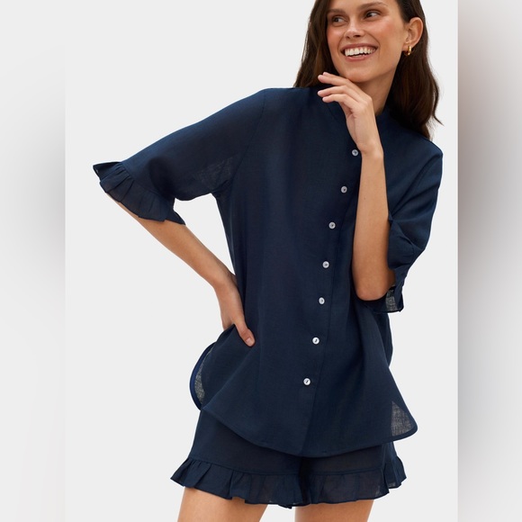 Sleeper Intimates & Sleepwear Sleeper Linen Lounge Suit Navy Nwt